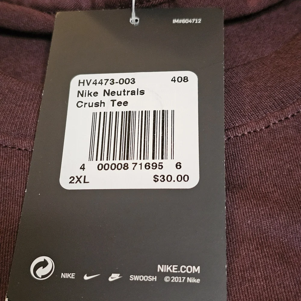 Men's XXL NIKE NEUTRALS CRUSH TEE SPORTING GOODS‎ DONT LOOK BACK BURGUNDY NWT